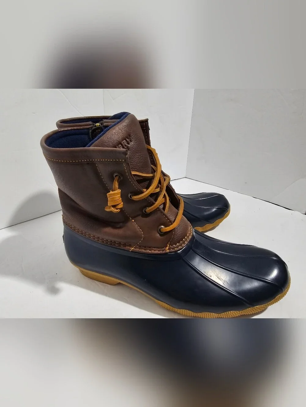 Sperry Top-Sider Saltwater Women's Duck Boots 6M Blue Brown Ankle Boots